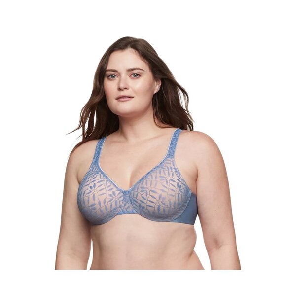Olga By Warners Womens 40D Full Figure Minimizer Bra Lace Underwire Dusty Blue - Picture 1 of 11
